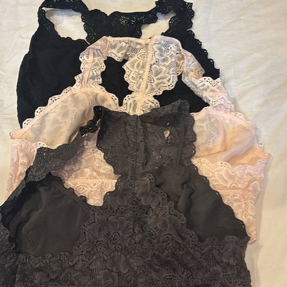 Felina Lace Bralette Trio - Black, Cream, Gray - Picture 5 of 13